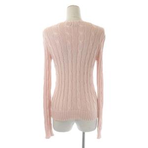 POLO RALPH LAUREN コットン 長袖 ケーブルニット セーター プルオーバー XS ライトピンク