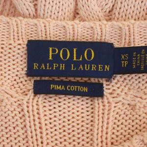 POLO RALPH LAUREN コットン 長袖 ケーブルニット セーター プルオーバー XS ライトピンク