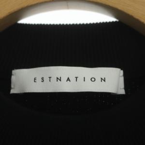 ESTNATION ニット カットソー ペプラム ハイネック 七分袖 F ブラック
