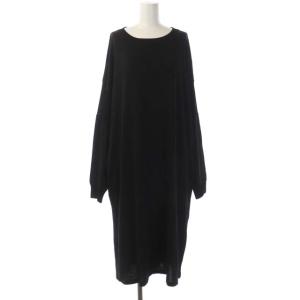 22SS Filament Rayon OnePiece ニットワンピース 長袖 ロング プルオーバー 黒 ブラック