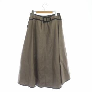 ADORE サンディツイルスカート ロング フレア タック パイピング リネン 36 茶色 ブラウン 黒 ブラック