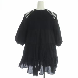 BORDERS at BALCONY 21SS バレリーナ トップス チュニック プルオーバー 異素材切替 七分袖 36 ブラック