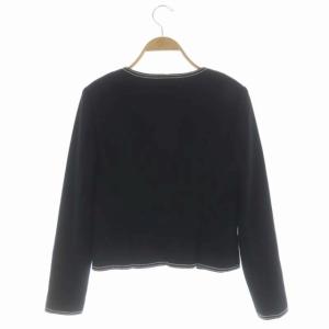 ANAYI ウール ステッチ ノーカラー ボレロ ジャケット 総裏地 薄手 38 ブラック