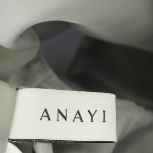 ANAYI ワンピース ウール フレンチスリーブ タイト 膝丈 レース ラウンドネック 38 ライトグレー