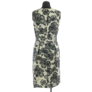 ANAYI フラワーワンピース 膝丈 フレア タック ノースリーブ クルーネック 総柄 ウール 38 マルチカラー