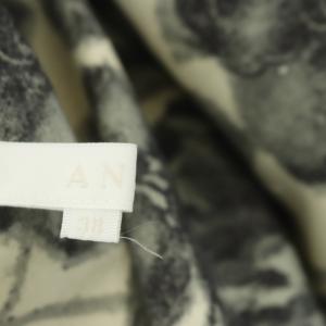 ANAYI フラワーワンピース 膝丈 フレア タック ノースリーブ クルーネック 総柄 ウール 38 マルチカラー