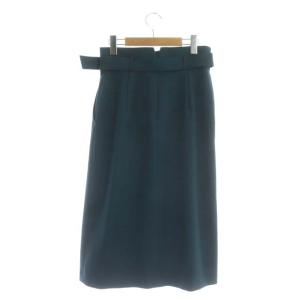 ANAYI 20AW ポリエステルツイルタックスカート 台形 ロング ベルト付き 38 グリーン