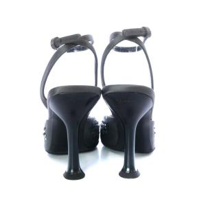 PRADA パンプス ピンヒール スクエアトゥ スパンコール ストラップ サテン 36 グレー