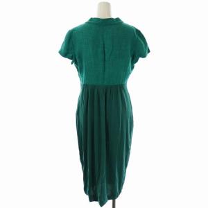 Max Mara 異素材切替 ワンピース 半袖 ロング タック セミフレア M 緑 グリーン