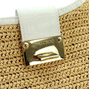 JIMMY CHOO ストローバッグ トートバッグ クロコ型押し レザー 白 ホワイト ベージュ