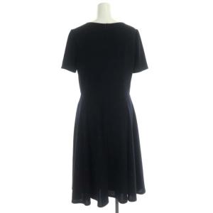 TOCCA 21SS APERTO DRESS ドレスワンピース 半袖 ミモレ丈 フレア ロゴ刺繍 M 紺 ネイビー