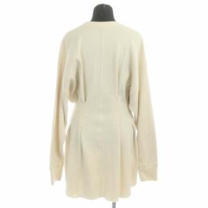 CLANE 21SS シェープラインヘビーリブトップス プルオーバー ワンピース ミニ Vネック 長袖 1 アイボリー