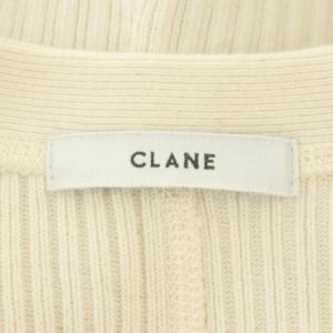 CLANE 21SS シェープラインヘビーリブトップス プルオーバー ワンピース ミニ Vネック 長袖 1 アイボリー