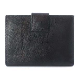 PRADA 財布 二つ折り Wホック トライアングルプレート レザー ブラック