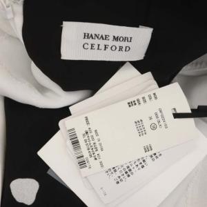 CELFORD ×Hanae Mori 22AW ヨークデザインプリーツワンピース Aライン バックサテン リボン ミディ丈 長袖 総柄 38
