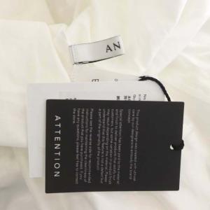 ANAYI 21AW コットンサテンシシュウエリ ブラウス 長袖 バンドカラー 38 ホワイト