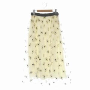 22SS パフュームプリントチュールスカート ロング フレア 総柄 ラメプリント 38 オフホワイト ブラック ゴールド