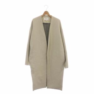 ウールリバーノーカラーコート 38 アイボリー
