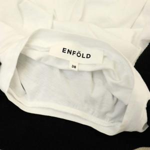 ENFOLD CUT Layered Tシャツ カットソー 五分袖 ニット切替 38 白 黒 ホワイト ブラック
