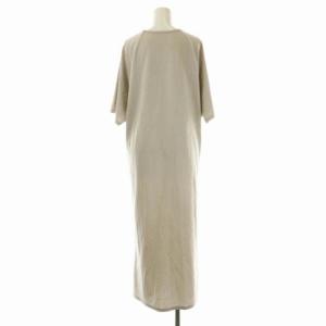 ADORE 22SS クリアポンチサイドファスナーワンピース 五分袖 ロング Iライン 38 ライトベージュ