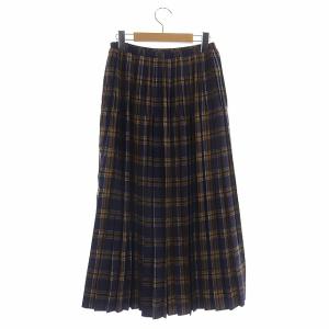 Spick&Span 18AW チェックプリーツスカート ロング 36 ネイビー オレンジ