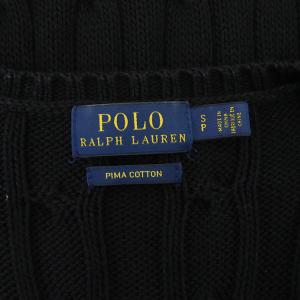 POLO RALPH LAUREN ニット セーター 長袖 リブ ケーブル ロゴ刺繍 SP ブラック