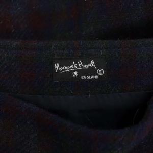 MARGARET HOWELL ウール モヘヤカシミヤ混 チェック ラップスカート ロング 台形