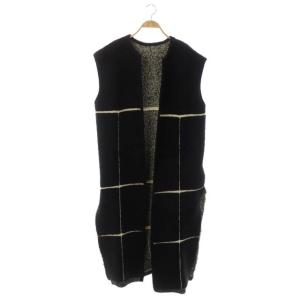 21AW MOUTON LIKE KNIT VEST ベスト ニット ロング 前開き F ブラック
