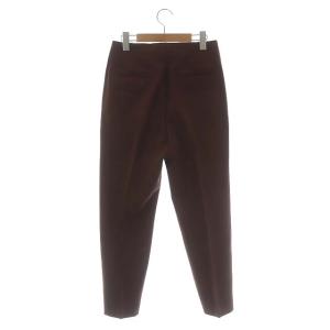 Drawer 21年 ウールギャバクロップテーパードパンツ センタープレス ジッパーフライ 36 ブラウン