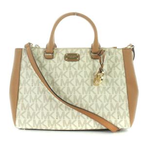 ショルダーバッグ ハンドバッグ 2way レザー MK柄 白 ホワイト 茶 ブラウン