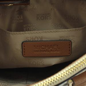 MICHAEL KORS ショルダーバッグ ハンドバッグ 2way レザー MK柄 白 ホワイト 茶 ブラウン