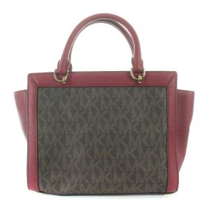 MICHAEL KORS トートバッグ ショルダーバッグ 2way レザー MK柄 赤 レッド 茶 ブラウン