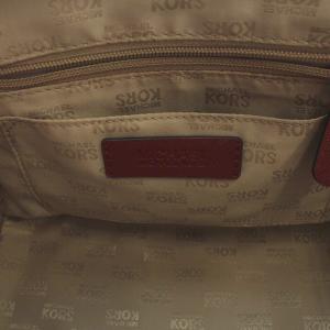 MICHAEL KORS トートバッグ ショルダーバッグ 2way レザー MK柄 赤 レッド 茶 ブラウン
