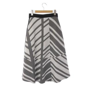 ADORE 20AW グラフィカル ジャガード スカート ラップスカート フレア 38 ホワイト ブラック