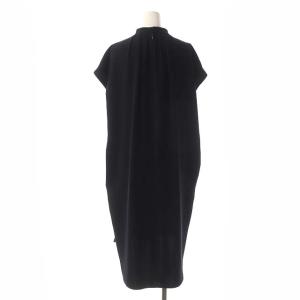 ENFOLD PEツイルストレッチフレンチタックドレス ワンピース フレンチスリーブ スタンドカラー ギャザー