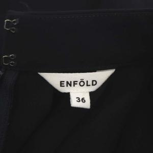 ENFOLD PEツイルストレッチフレンチタックドレス ワンピース フレンチスリーブ スタンドカラー ギャザー