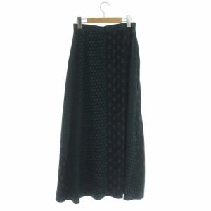 UNITED ARROWS フレアスカート ロング マキシ丈 総柄 38 ブラック グリーン