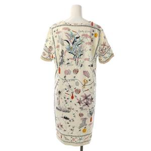 TORY BURCH 総柄 半袖 ワンピース 膝丈 M アイボリー マルチカラー