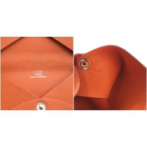 HERMES カルヴィ カードケース 名刺入れ レザー オレンジ O刻印