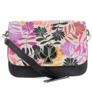 kate spade new york ニコラ ツイストロック スモール フラップ ショルダーバッグ レザー ブラック ホワイト