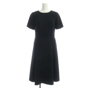 Harrods ウールセットアップ ジャケット 総裏地 ワンピース フレア ロング 半袖 ネイビー