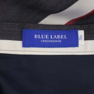 BLUE LABEL CRESTBRIDGE ストライプフレアスカート 膝丈 36 チャコール レッド ホワイト