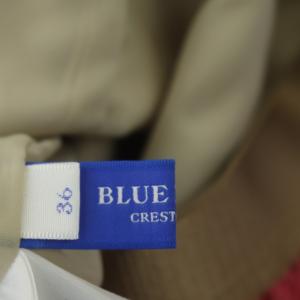 BLUE LABEL CRESTBRIDGE フレアスカート 膝丈 チェック柄チュール 36 赤 ベージュ レッド