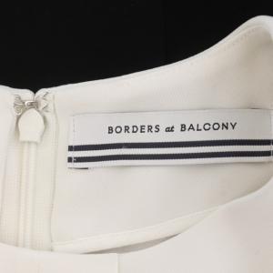 BORDERS at BALCONY SHIRT DRESS ワンピース タック 七分袖 クルーネック 36 ホワイト ブラック