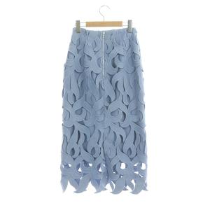 CELFORD 20AW リーフレーススカート ロング タイト 34 サックスブルー