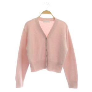 21AW ビジュー釦モヘアカーディガン ニット 長袖 ピンク