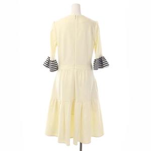 BORDERS at BALCONY WOOL JERSEY DRESS ワンピース ロング 七分袖 ティアード 36 アイボリー