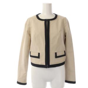 Harrods スーツ セットアップ 上下 ノーカラージャケット クルーネック 総裏地 フレアスカート 膝丈 1 ベージュ 黒 ブラック