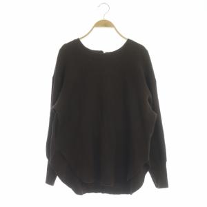 サーマル バックヘンリー クルーネックカットソー プルオーバー 長袖 茶 ブラウン