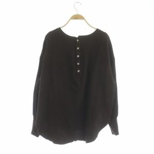 AMERICANA サーマル バックヘンリー クルーネックカットソー プルオーバー 長袖 茶 ブラウン